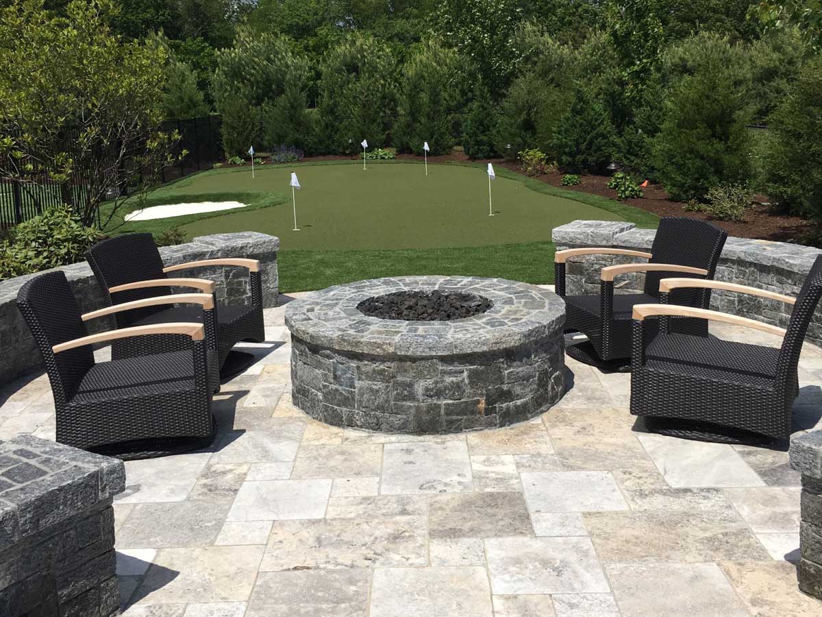 fire pit behind golf course
