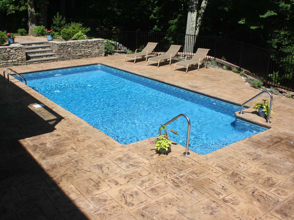 in ground pool with patio