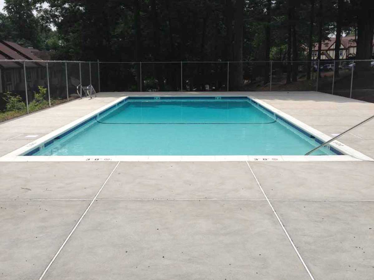 Outdoor pool with new patio