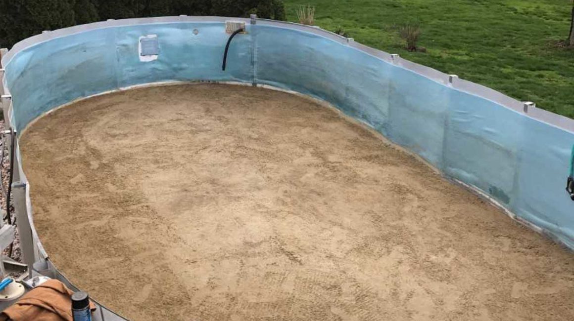 empty above ground pool before renovation